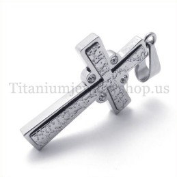 Pingente De Cruz De Titânio Com Duas Camadas De Diamante Da Moda