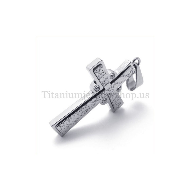 Pingente De Cruz De Titânio Com Duas Camadas De Diamante Da Moda Pingente De Cruz De Titânio Com Duas Camadas De Diamante Da Moda
