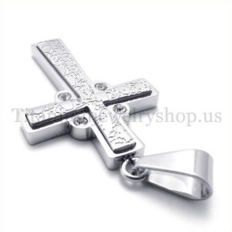 Pingente De Cruz De Titânio Com Duas Camadas De Diamante Da Moda