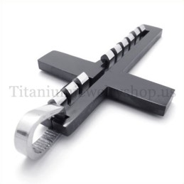 Pingente De Cruz De Titânio Preto Da Moda Masculina