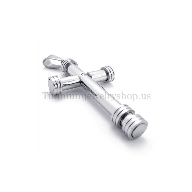 Pingente De Cruz De Titânio Da Moda Com Cilindro De Prata Pingente De Cruz De Titânio Da Moda Com Cilindro De Prata