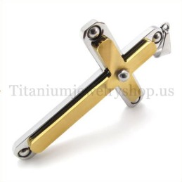Pingente De Cruz De Titânio Com Duas Camadas De Diamante Da Moda