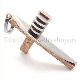 Pingente De Cruz De Titânio Masculino Com Formato Assimétrico E Dourado