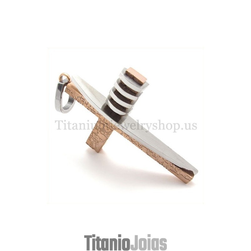 Pingente De Cruz De Titânio Masculino Com Formato Assimétrico E Dourado Pingente De Cruz De Titânio Masculino Com Formato Assimétrico E Dourado