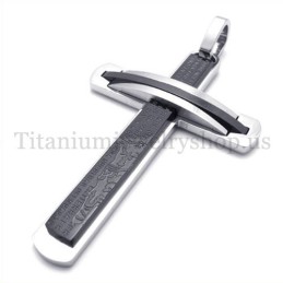 Pingente De Cruz De Titânio Preto De Duas Camadas Da Moda