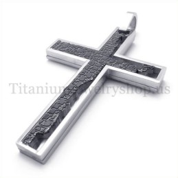 Pingente De Cruz De Titânio Quadrado Preto Com Preenchimento Incompleto