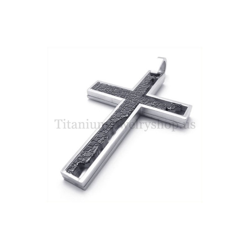 Pingente De Cruz De Titânio Quadrado Preto Com Preenchimento Incompleto Pingente De Cruz De Titânio Quadrado Preto Com Preenchimento Incompleto