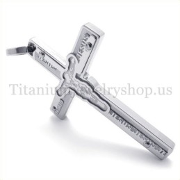 Pingente De Cruz De Titânio Com Jesus Esculpido