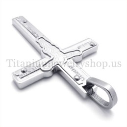 Pingente De Cruz De Titânio Com Jesus Esculpido