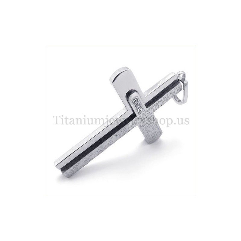 Pingente De Cruz De Titânio Com Duas Camadas E Bíblia De Diamante Pingente De Cruz De Titânio Com Duas Camadas E Bíblia De Diamante