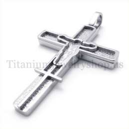 Pingente De Cruz De Titânio Com Padrão De Jesus Esculpido