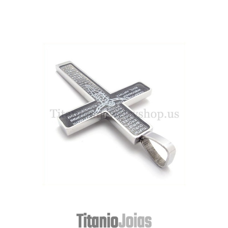 Pingente De Cruz De Titânio Com Padrão De Jesus Esculpido E Bíblia Da Moda Pingente De Cruz De Titânio Com Padrão De Jesus Esculpido E Bíblia Da Moda