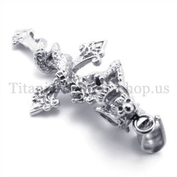 Pingente De Cruz De Titânio Com Dragão Espiral Masculino