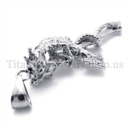 Pingente De Cruz De Titânio Com Dragão Espiral Masculino