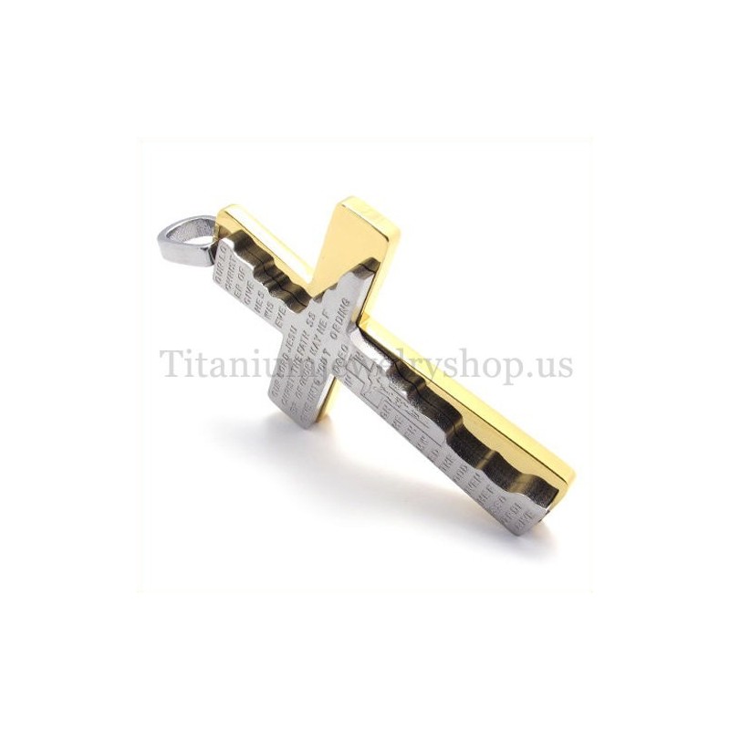 Pingente De Cruz De Titânio Com Duas Camadas Da Bíblia Da Moda Pingente De Cruz De Titânio Com Duas Camadas Da Bíblia Da Moda
