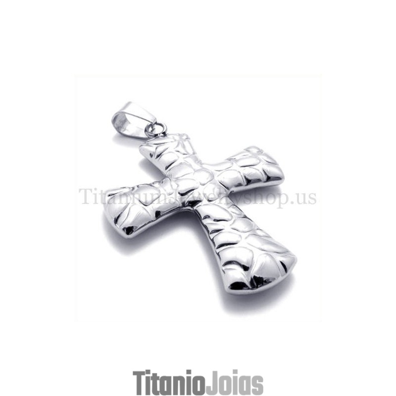 Pingente De Cruz De Titânio Com Padrão De Paralelepípedos Pingente De Cruz De Titânio Com Padrão De Paralelepípedos