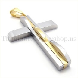 Pingente De Cruz De Titânio Dourado Da Moda Masculina