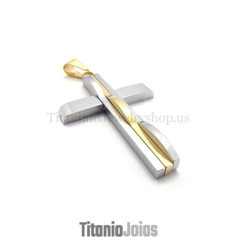 Pingente De Cruz De Titânio Dourado Da Moda Masculina Pingente De Cruz De Titânio Dourado Da Moda Masculina