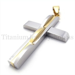 Pingente De Cruz De Titânio Dourado Da Moda Masculina