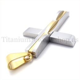 Pingente De Cruz De Titânio Dourado Da Moda Masculina