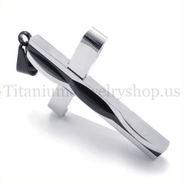 Pingente De Cruz De Titânio Masculino Da Moda Preta