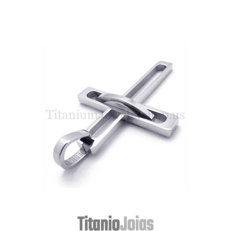 Pingente De Cruz De Titânio Da Moda Masculina Nobre De Prata