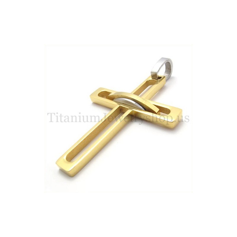 Pingente De Cruz De Titânio Da Moda Masculina Nobre Dourada Pingente De Cruz De Titânio Da Moda Masculina Nobre Dourada