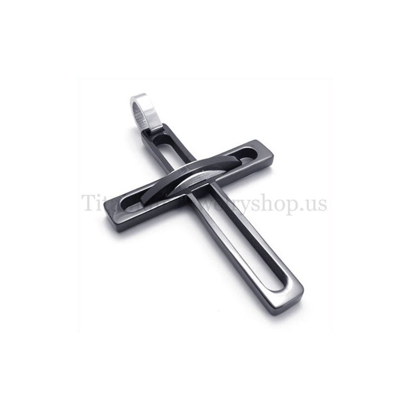 Pingente De Cruz De Titânio Da Moda Masculina Nobre Negra Pingente De Cruz De Titânio Da Moda Masculina Nobre Negra