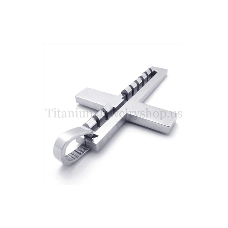 Pingente De Cruz De Titânio Com Relevo Prateado Pingente De Cruz De Titânio Com Relevo Prateado