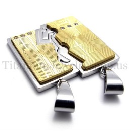 Pingente De Titânio Dourado Com Duas Camadas Entrelaçadas