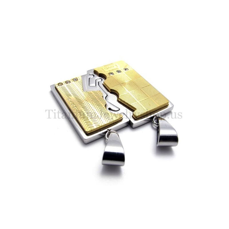 Pingente De Titânio Dourado Com Duas Camadas Entrelaçadas Pingente De Titânio Dourado Com Duas Camadas Entrelaçadas