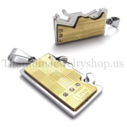 Pingente De Titânio Dourado Com Duas Camadas Entrelaçadas