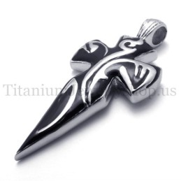Pingente Espada Masculina De Titânio Preto Puro