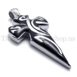 Pingente Espada Masculina De Titânio Preto Puro