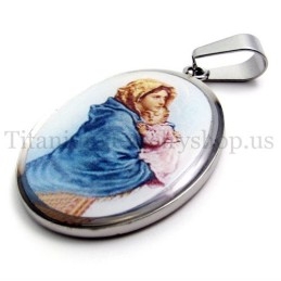 Pingente De Titânio Da Série Madonna E Jesus