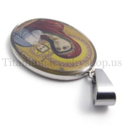 Pingente De Titânio Puro Da Série Madonna E Jesus
