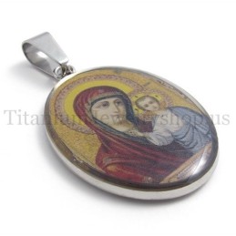 Pingente De Titânio Puro Da Série Madonna E Jesus