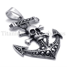 Pingente De Titânio Com Âncora De Navio Pirata