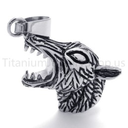 Novo Pingente Clássico De Cabeça De Lobo Em Titânio