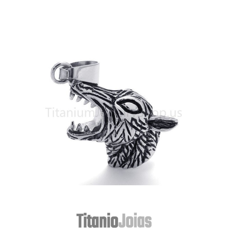 Novo Pingente Clássico De Cabeça De Lobo Em Titânio Novo Pingente Clássico De Cabeça De Lobo Em Titânio