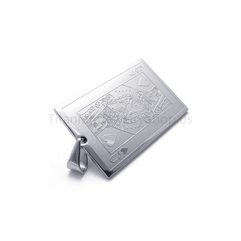 Novo Pingente De Titânio Prateado Para Cartas De Baralho (Q) Novo Pingente De Titânio Prateado Para Cartas De Baralho (Q)