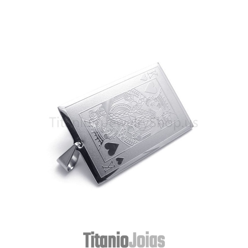 Novo Pingente De Titânio Prateado Para Cartas De Baralho (K) Novo Pingente De Titânio Prateado Para Cartas De Baralho (K)