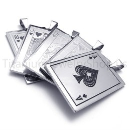 Novos Pingentes De Cartas De Baralho Prateados De Titânio