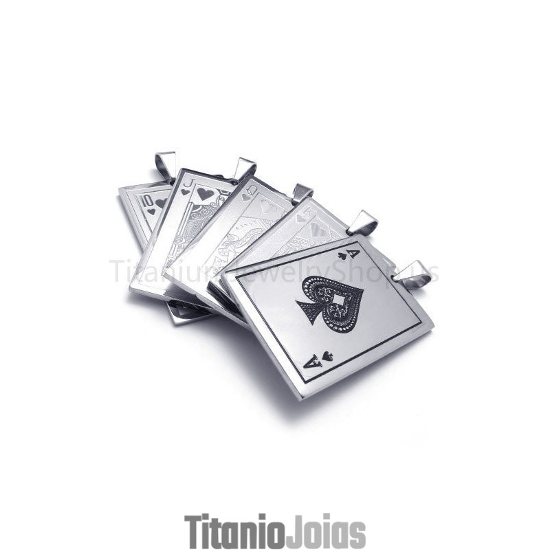 Novos Pingentes De Cartas De Baralho Prateados De Titânio Novos Pingentes De Cartas De Baralho Prateados De Titânio