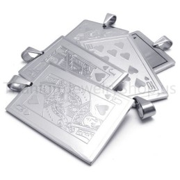 Novos Pingentes De Cartas De Baralho Prateados De Titânio