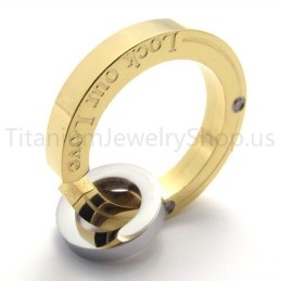 Novo Anel Fraturado Pingente De Titânio Dourado