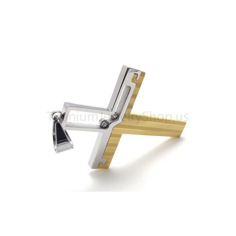 Novo Pingente De Titânio Com Cruz Vazada Duotone