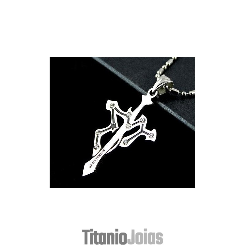 Colar Com Pingentes De Titânio Puro Com Cruz De Sagitário Colar Com Pingentes De Titânio Puro Com Cruz De Sagitário