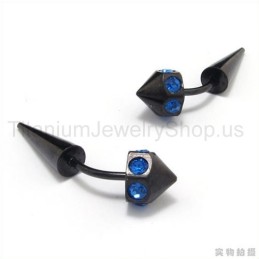 Brincos De Titânio Preto Com Diamantes Azuis Incrustados