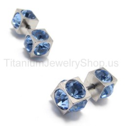 Caixas De Brincos De Diamante Azul Incrustados Em Titânio